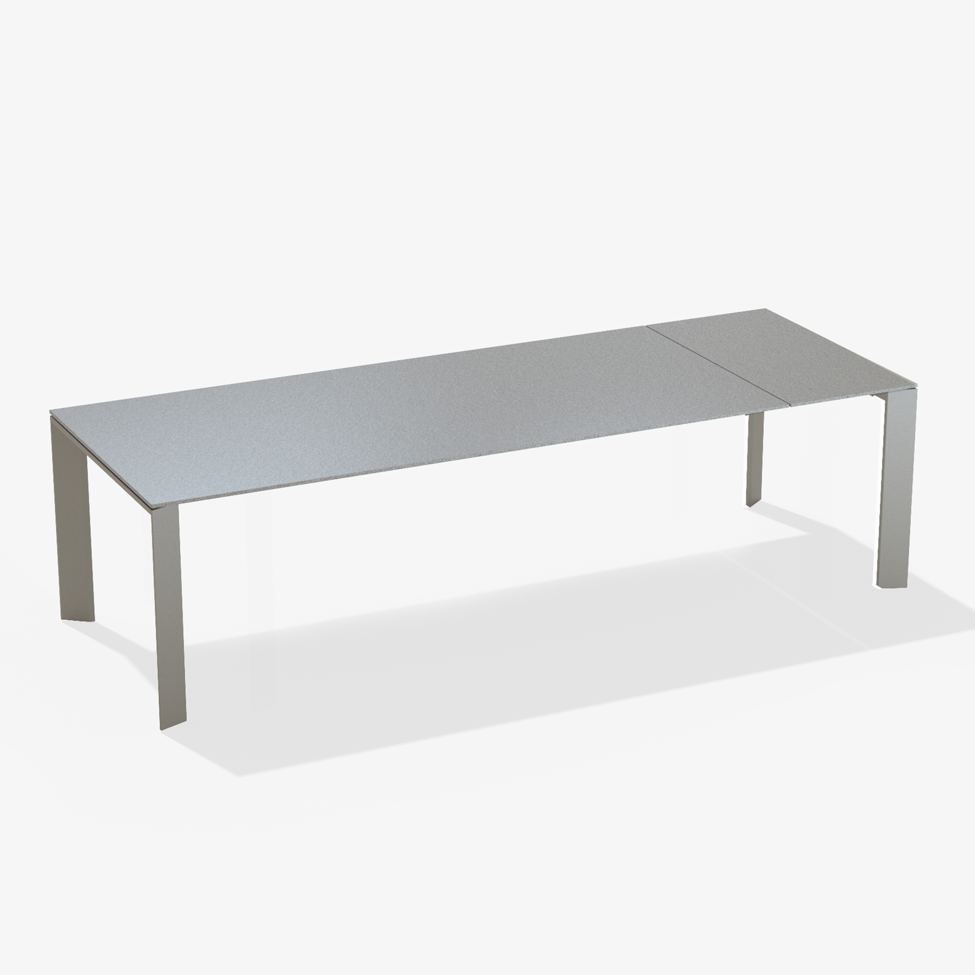 Grande Arche | Extendible rectangular table with top in speckled aluminium 220/270 x 100 x h 74 cm