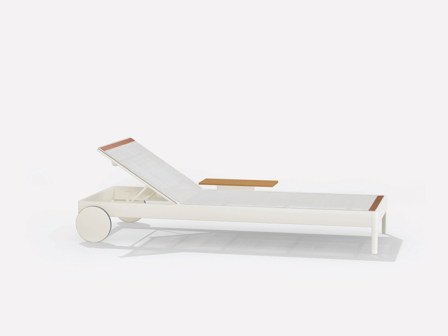Solaris Evo | Sunlounger with castors and small table on the left 204 x 104 x h 28 cm Solaris Evo | Sunlounger with castors and small table on the left 204 x 104 x h 28 cm