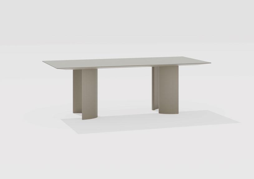 Naca | Tavolo rettangolare con piano in alluminio puntinato 220/260/300 x 100 x h 72 cm