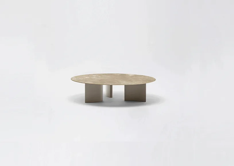 Naca | Tavolo basso tondo con piano in gres porcellanato ø 80/120 x h 33 cm