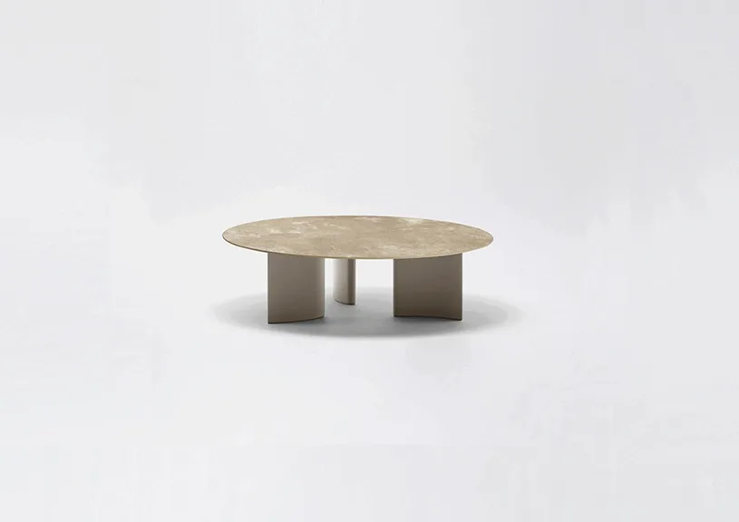 Naca | Tavolo basso tondo con piano in gres porcellanato ø 80/120 x h 41 cm