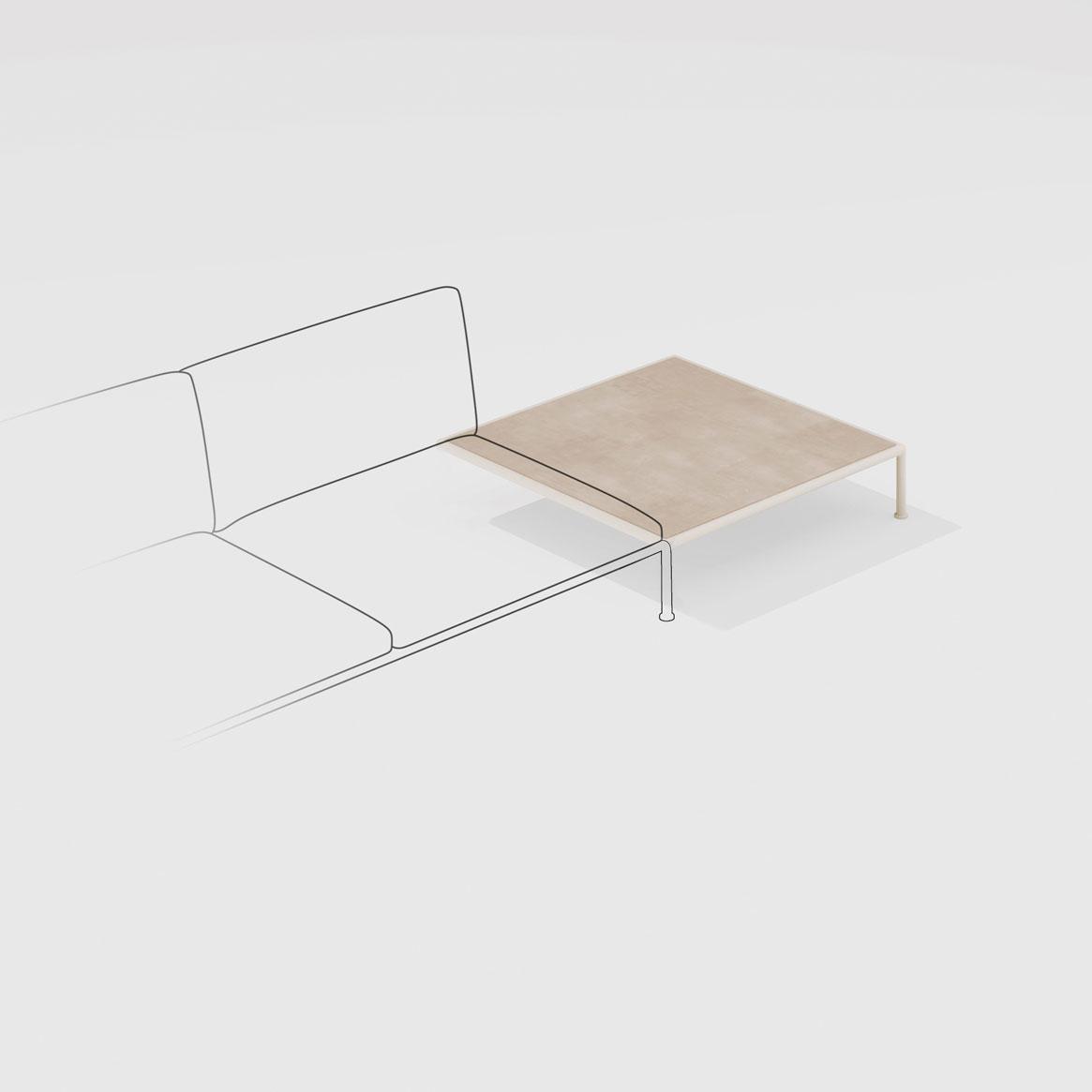 Roè | Tavolo basso quadrato laterale con piano in gres porcellanato e due gambe Roè | Tavolo basso quadrato laterale con piano in gres porcellanato e due gambe
