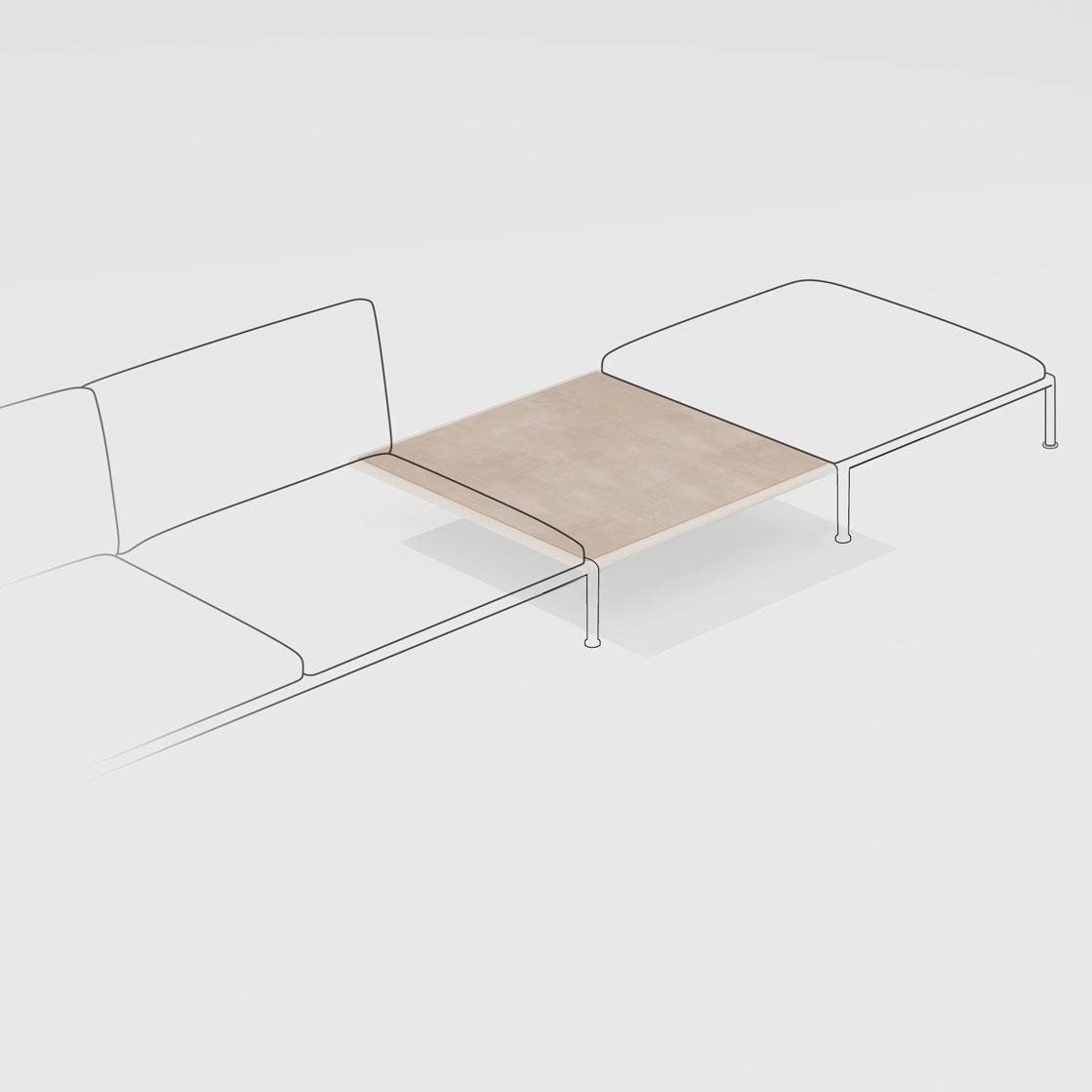 Roè | Tavolo basso quadrato centrale con piano in gres porcellanato e senza gambe Roè | Tavolo basso quadrato centrale con piano in gres porcellanato e senza gambe