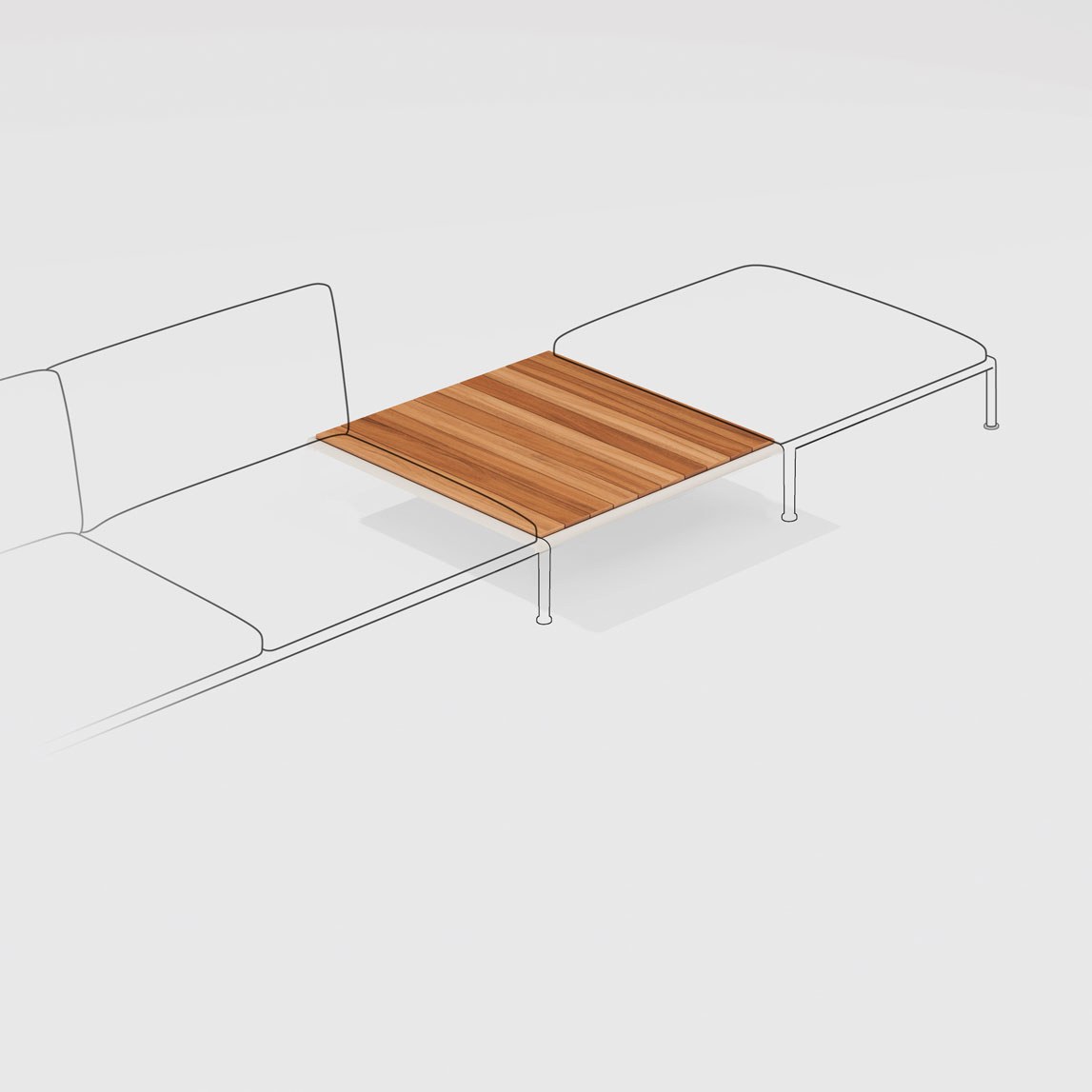 Roè | Tavolo basso quadrato centrale con piano in Teak e senza gambe Roè | Tavolo basso quadrato centrale con piano in Teak e senza gambe