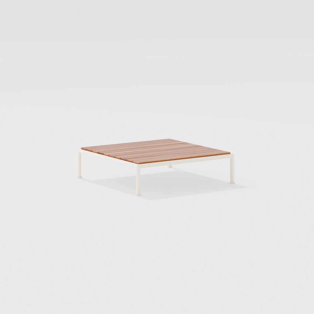 Roè | Tavolo basso quadrato con piano in Teak 81 x 81 x h 22/32 cm