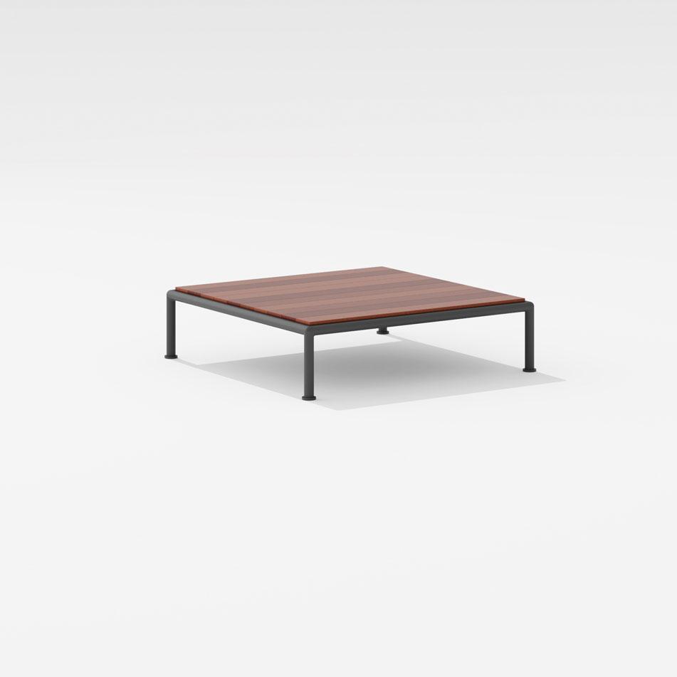 Roè | Tavolo basso quadrato con piano in pietra lavica 79 x 79 x h 21/31 cm