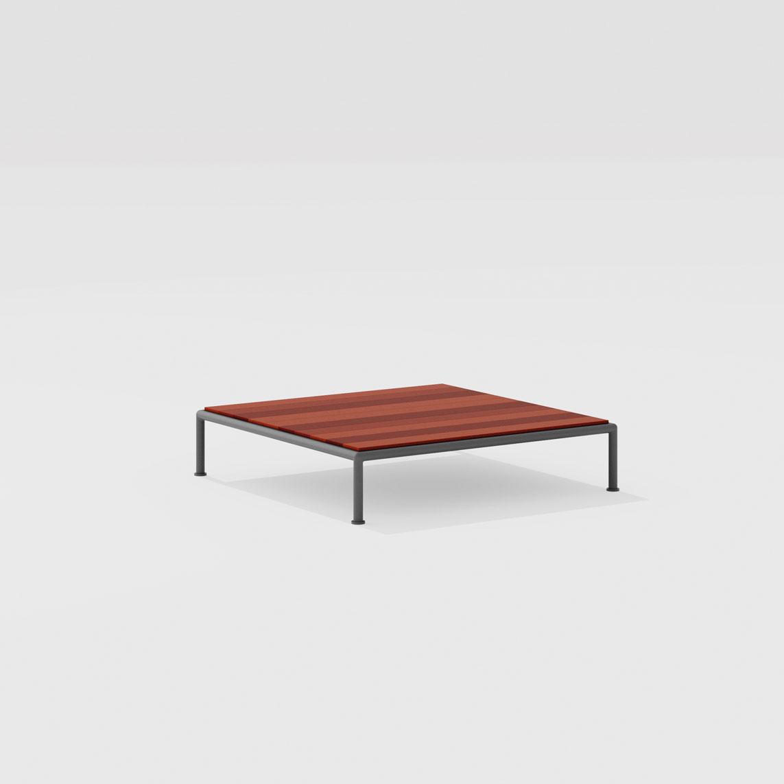 Roè | Tavolo basso quadrato con piano in pietra lavica 96 x 96 x h 21/31 cm